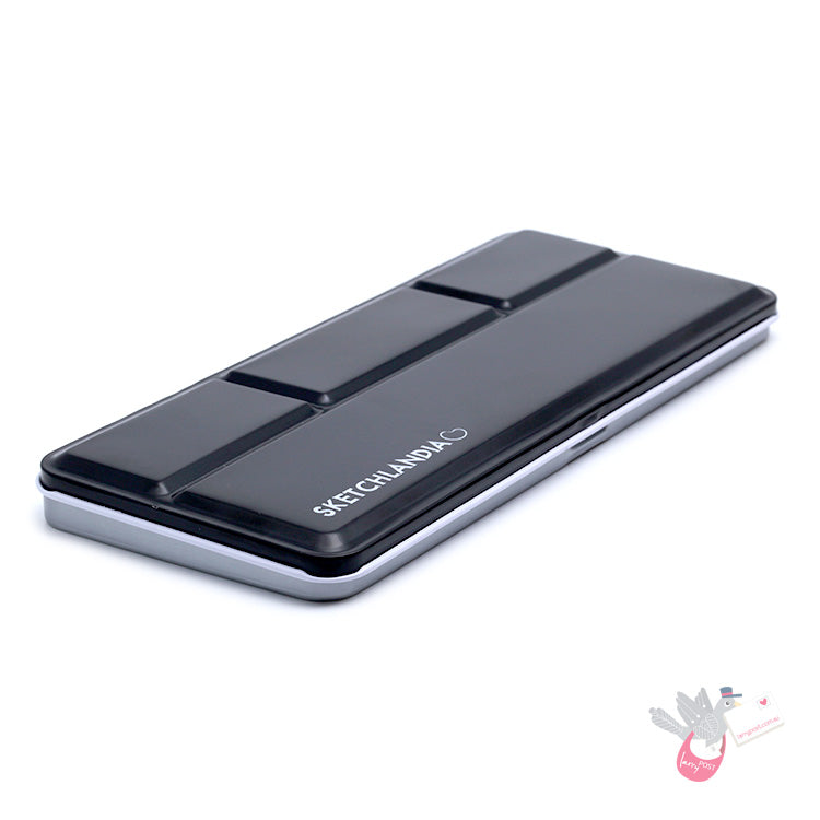 SKETCHLANDIA Slimline Metal Watercolour Palette (Empty) - Holds 24 Half Pans
