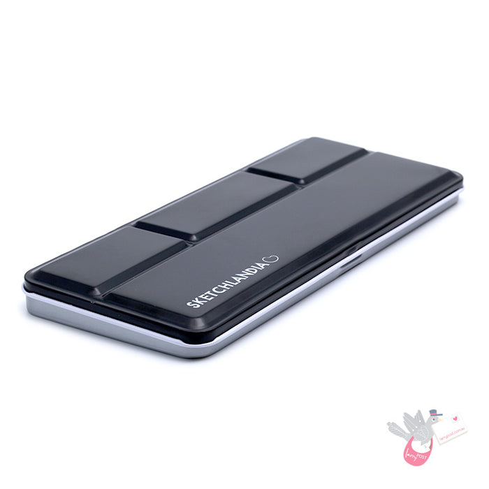 SKETCHLANDIA Slimline Metal Watercolour Palette (Empty) - Holds 24 Half Pans