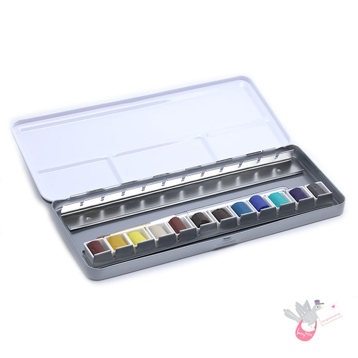 SKETCHLANDIA Slimline Metal Watercolour Palette (Empty) - Holds 24 Half Pans