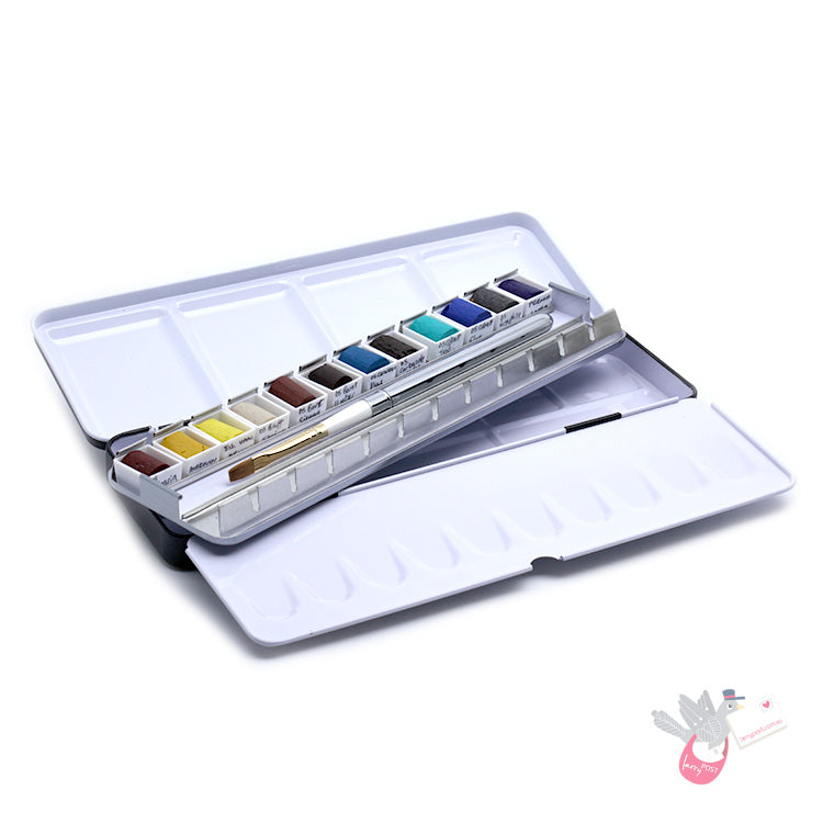 SKETCHLANDIA Folding Metal Watercolour Palette (Empty) - Holds 24 Half Pans