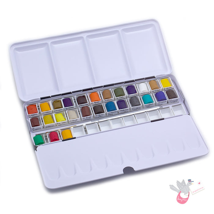 SKETCHLANDIA Folding Metal Watercolour Palette (Empty) - Holds 36 Half Pans