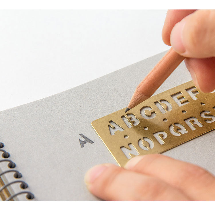 Traveler's Company - Brass Template Bookmark - Alphabet