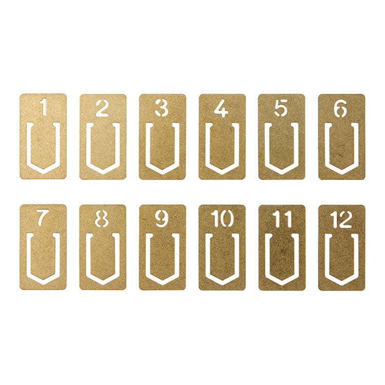 Traveler's Company - Brass Number Clips - Set of 12