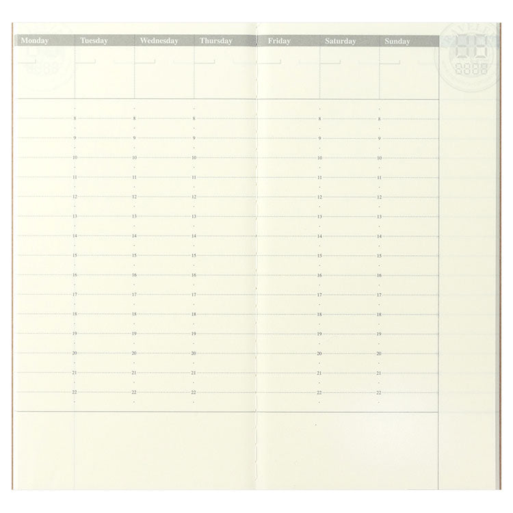 Traveler's Company - Diary Insert - Regular Size - 018 Undated Weekly Vertical Planner