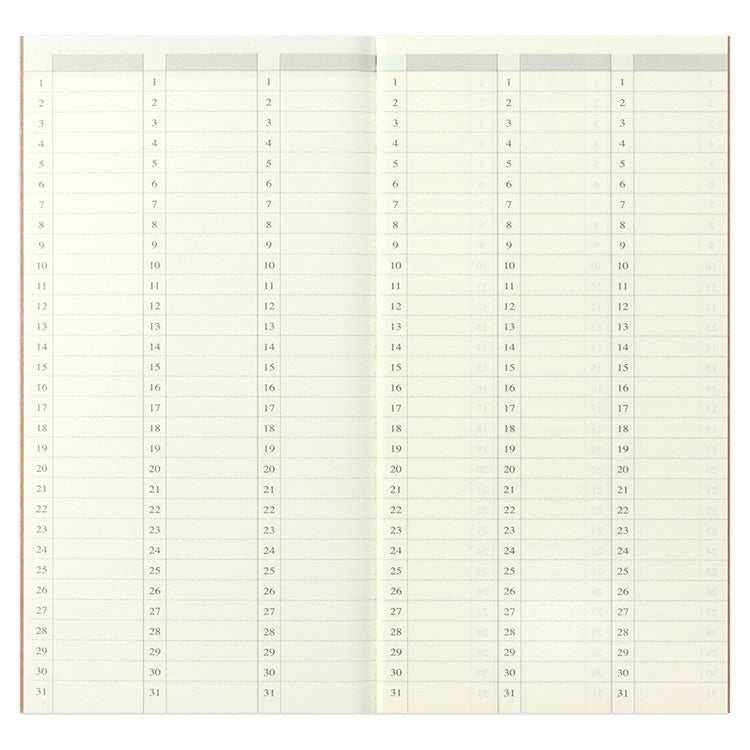 Traveler's Company - Diary Insert - Regular Size - 018 Undated Weekly Vertical Planner