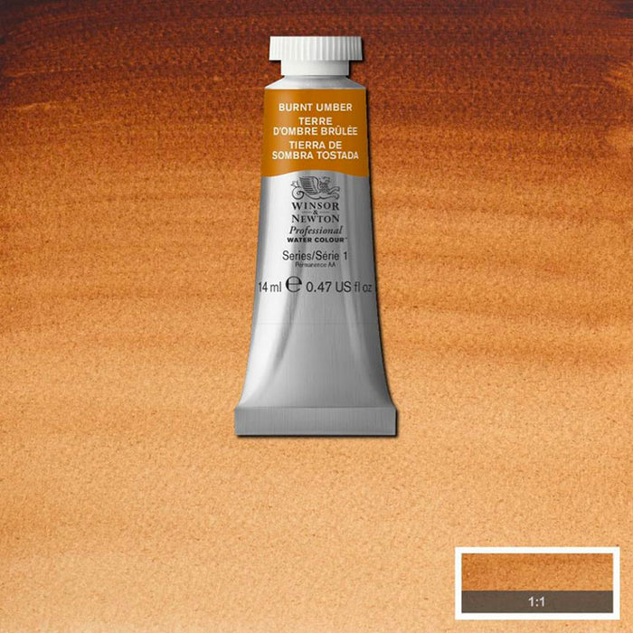 WINSOR & NEWTON Professional Watercolour - 14mL - 076 Burnt Umber (PBr7,PR101,PY42)