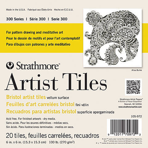STRATHMORE Artist Tiles - Bristol Vellum (270gsm) - 6 x 6" - 20 Sheets 