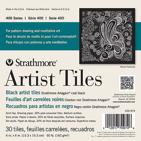 STRATHMORE Artist Tiles - Black (160gsm) - 6 x 6" - 30 Sheets