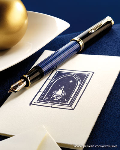 PELIKAN Souveran M800 Fountain Pen - Blue/Gold Trim