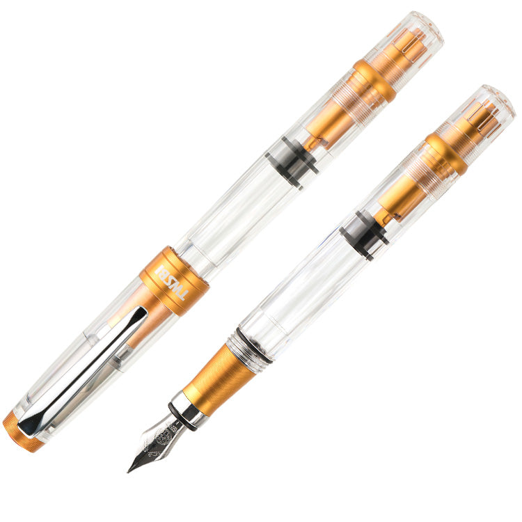 TWSBI Diamond 580ALR Sunset Yellow Fountain Pen - Clear body with Yellow trim - 1.1mm Italic (stub) Nib