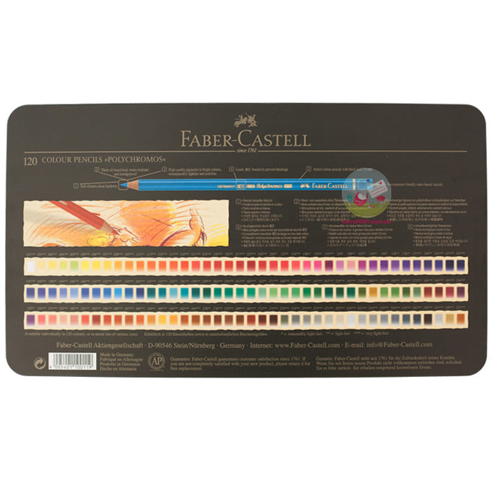 FABER-CASTELL Polychromos Coloured Pencils - 3 Layer Tin of 120