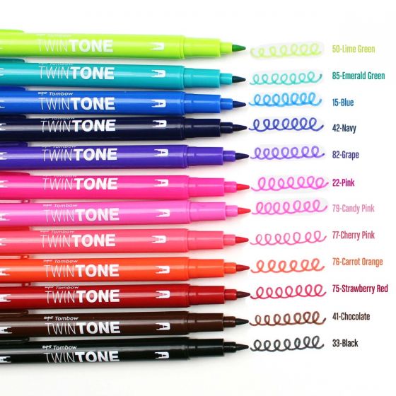 TOMBOW TwinTone Markers - Bright Palette - Pack 12