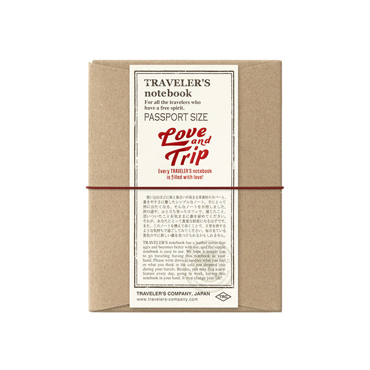 Traveler's Company Leather Notebook - Passport Size Starter Kit - Red - Love and Trip (Limited Edition)