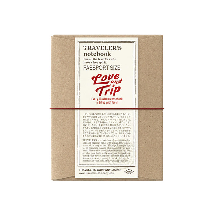 Traveler's Company Leather Notebook - Passport Size Starter Kit - Red - Love and Trip (Limited Edition)