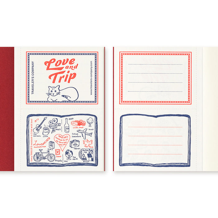 Traveler's Company Leather Notebook - Passport Size Starter Kit - Red - Love and Trip (Limited Edition)