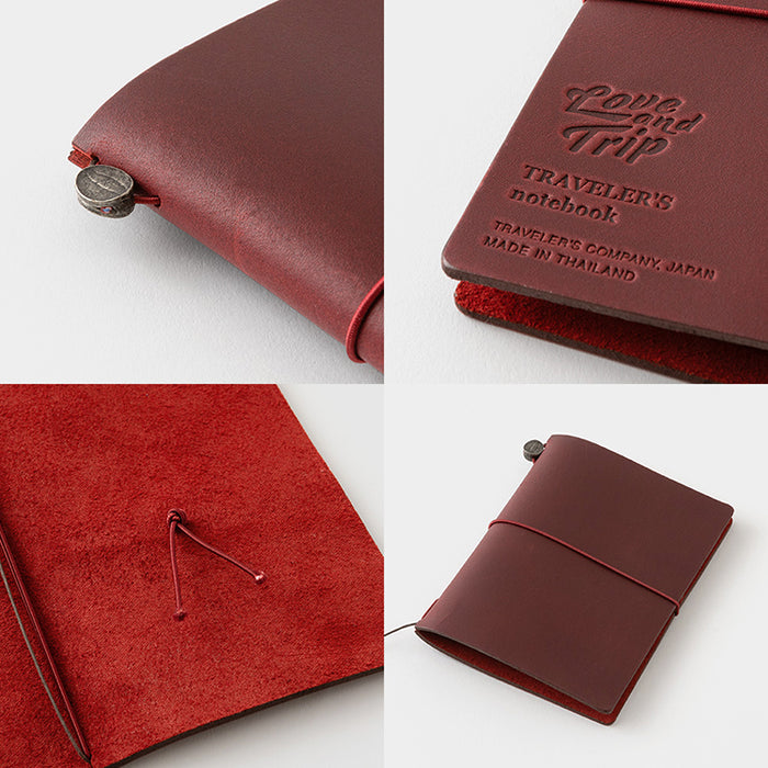 Traveler's Company Leather Notebook - Passport Size Starter Kit - Red - Love and Trip (Limited Edition)