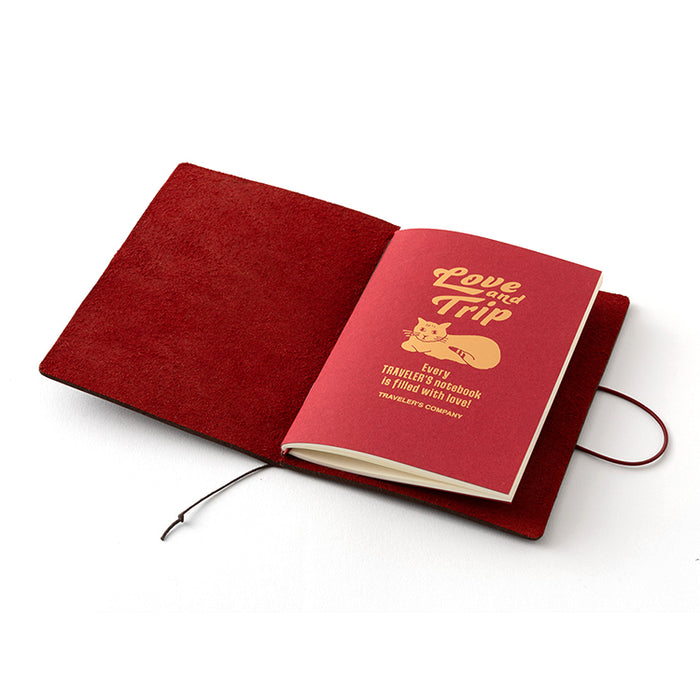 Traveler's Company Leather Notebook - Passport Size Starter Kit - Red - Love and Trip (Limited Edition)