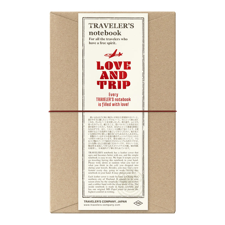 Traveler's Company Leather Notebook - Regular Size Starter Kit - Red - Love and Trip (Limited Edition)