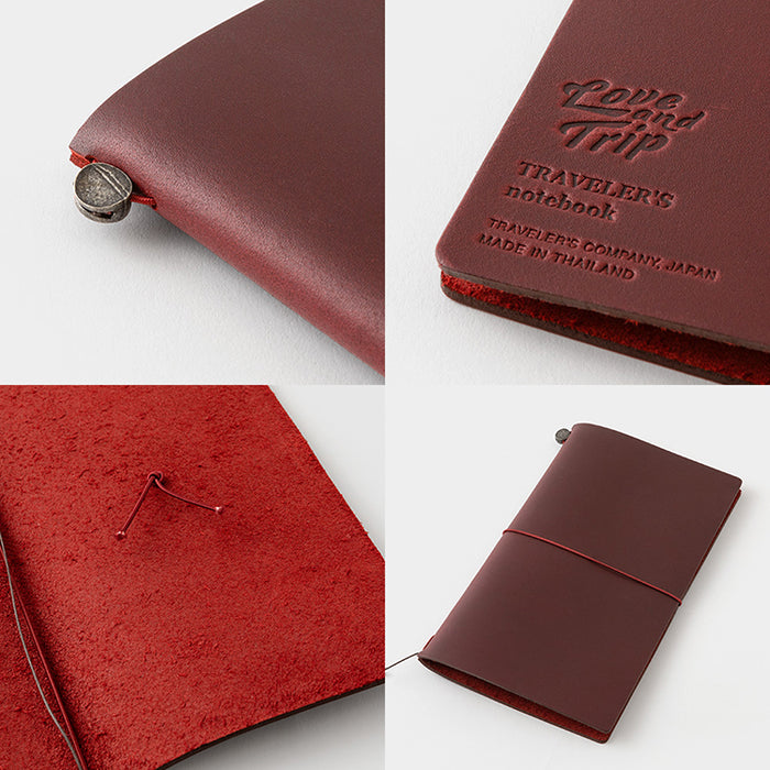Traveler's Company Leather Notebook - Regular Size Starter Kit - Red - Love and Trip (Limited Edition)