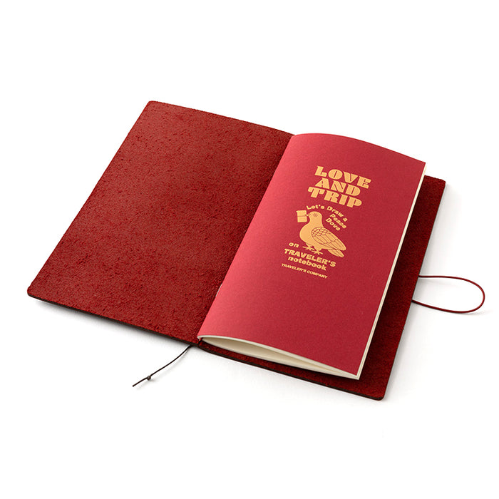 Traveler's Company Leather Notebook - Regular Size Starter Kit - Red - Love and Trip (Limited Edition)