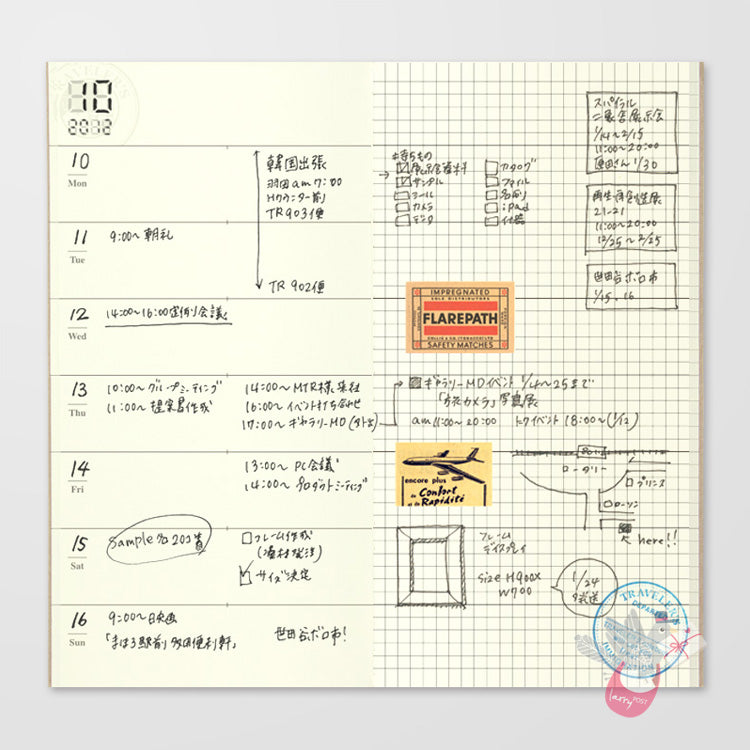 Traveler's Company - Diary Insert - Regular Size - 019 Undated Weekly Notebook (6 months)