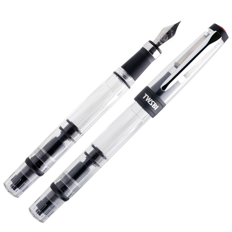 TWSBI Diamond 580ALR Black Fountain Pen - Clear body with Black trim - 1.1mm Italic (stub) Nib