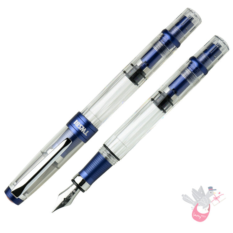 TWSBI Diamond 580ALR Navy Blue Fountain Pen - Clear body with Blue trim - Broad Nib