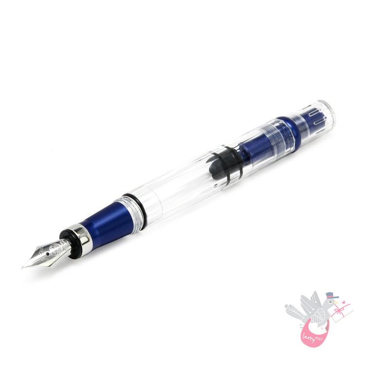 TWSBI Diamond 580ALR Navy Blue Fountain Pen - Clear body with Blue trim - 1.1 Italic (stub) Nib