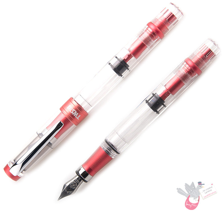TWSBI Diamond 580ALR Punch Pink Fountain Pen - Clear body with Pink trim - Broad Nib