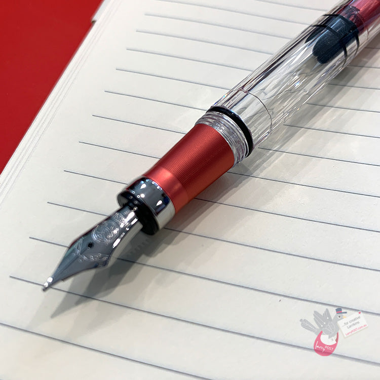 TWSBI Diamond 580ALR Punch Pink Fountain Pen - Clear body with Pink trim - Broad Nib