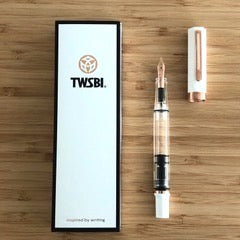 TWSBI Eco Fountain Pen - White with Rose Gold - 1.1mm Italic Nib