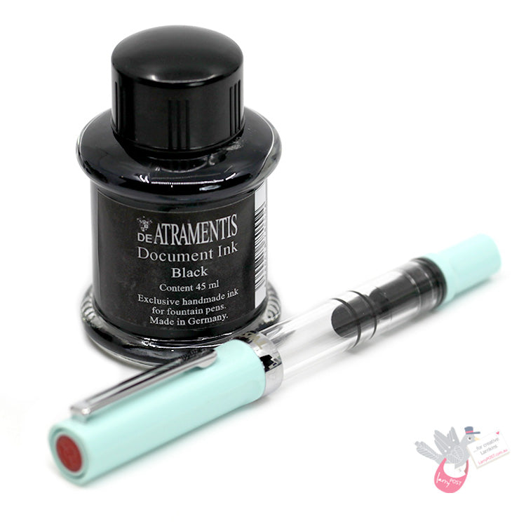TWSBI Eco-T Sketch Kit - Clear / Mint Blue Fine & DE ATRAMENTIS Document Black 45mL