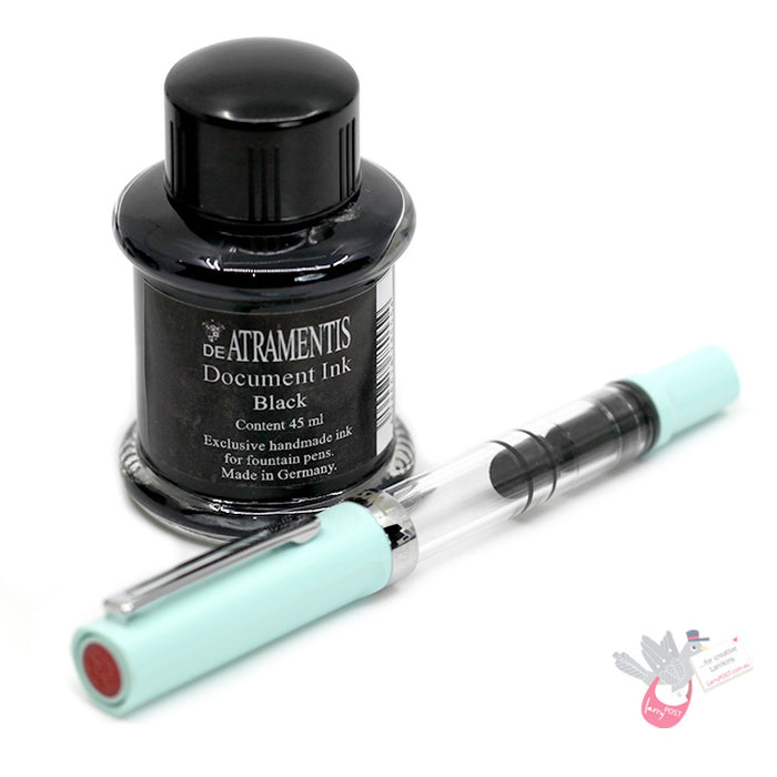TWSBI Eco-T Sketch Kit - Clear / Mint Blue Fine & DE ATRAMENTIS Document Black 45mL