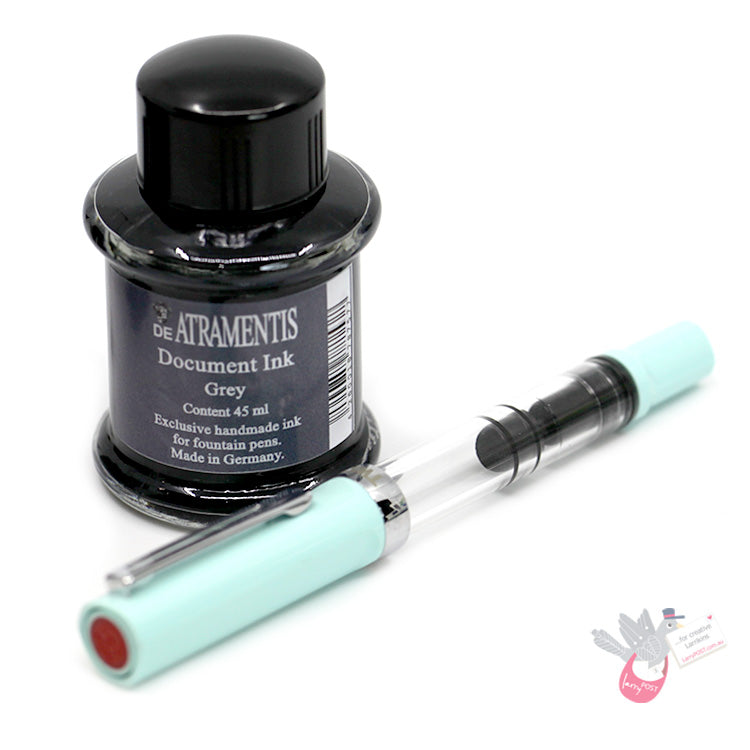 TWSBI Eco-T Sketch Kit - Clear / Mint Blue - Fine & DE ATRAMENTIS Document Grey 45mL