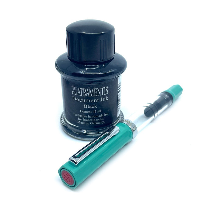 TWSBI Eco Sketch Kit - Clear / Persian Green - Fine Nib & DE ATRAMENTIS Document Ink - Brown - 45mL