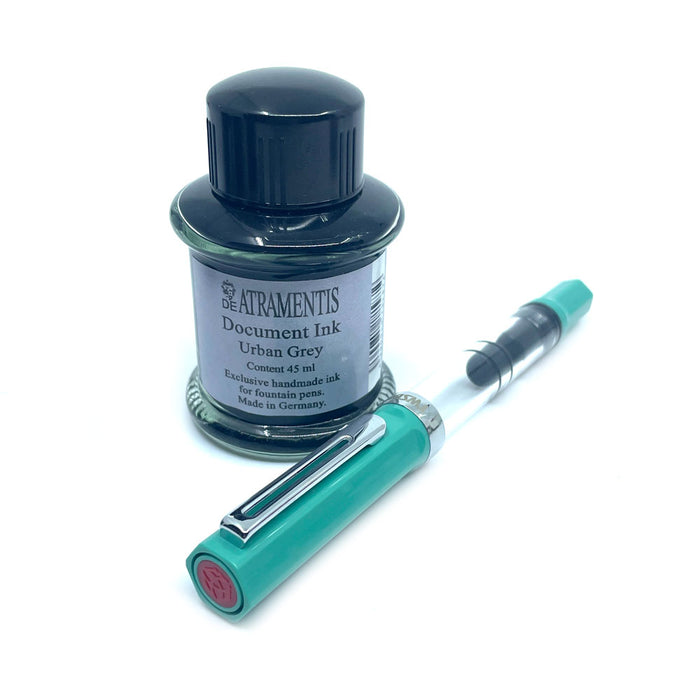 TWSBI Eco Sketch Kit - Clear / Persian Green - Fine Nib & DE ATRAMENTIS Document Ink - Urban Sienna - 45mL