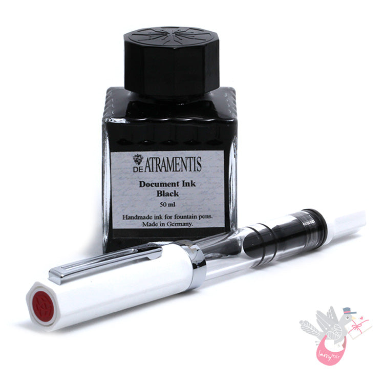 TWSBI Eco Sketch Kit - Clear / White - Fine Nib & DE ATRAMENTIS Document Black 45mL