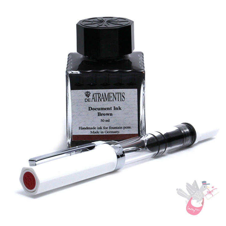 TWSBI Eco Sketch Kit - Clear / White - Fine Nib & DE ATRAMENTIS Document Brown 45mL