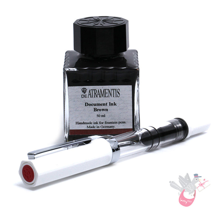 TWSBI Eco Sketch Kit - Clear / White - Fine Nib & DE ATRAMENTIS Document Brown 45mL