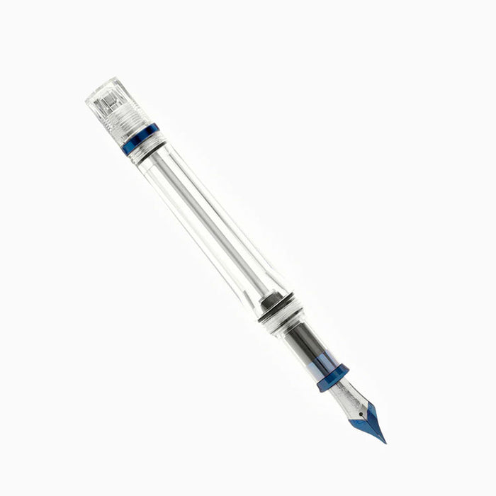 TWSBI Vac 700R Kyanite Fountain Pen - Clear with plated aluminium trim - 1.1mm Italic (stub) Nib