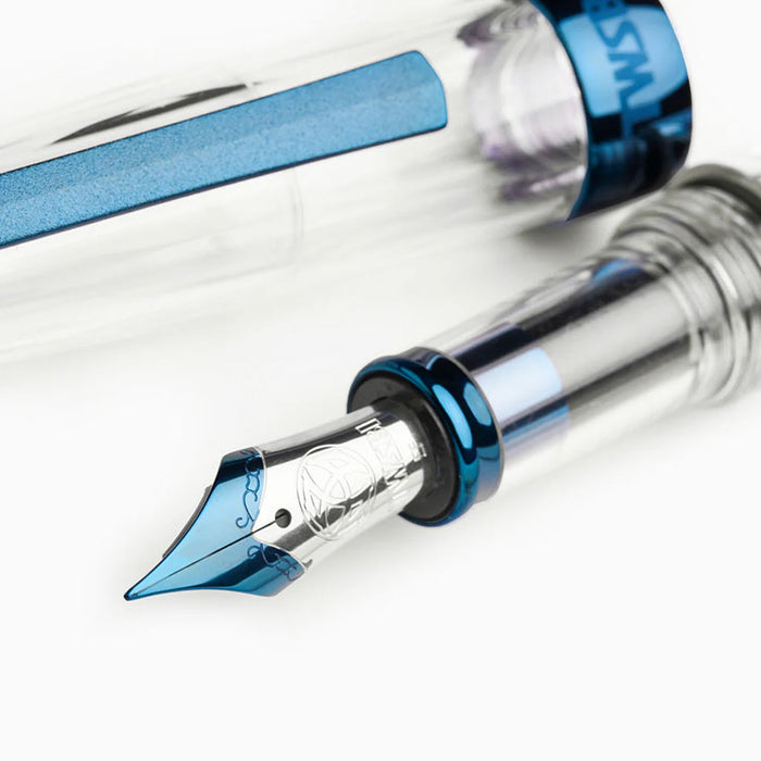 TWSBI Vac 700R Kyanite Fountain Pen - Clear with plated aluminium trim - 1.1mm Italic (stub) Nib