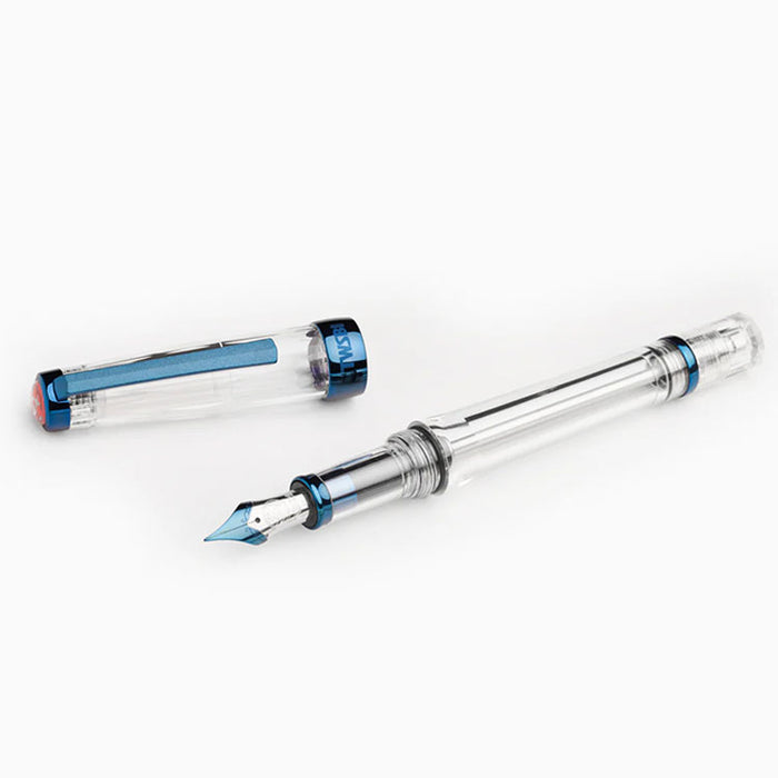 TWSBI Vac 700R Kyanite Fountain Pen - Clear with plated aluminium trim - 1.1mm Italic (stub) Nib