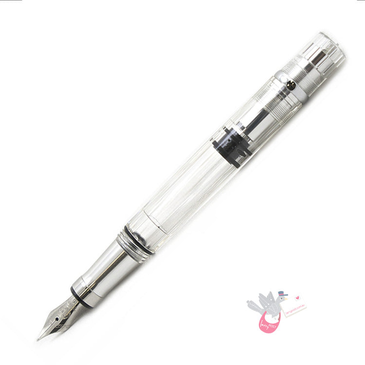 TWSBI Diamond 580AL Silver Fountain Pen - Clear with silver aluminium trim - Broad Nib