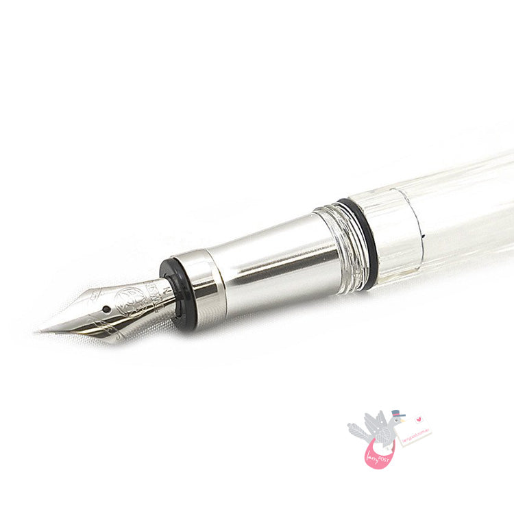 TWSBI Diamond 580AL Silver Fountain Pen - Clear with silver aluminium trim - Extra Fine Nib