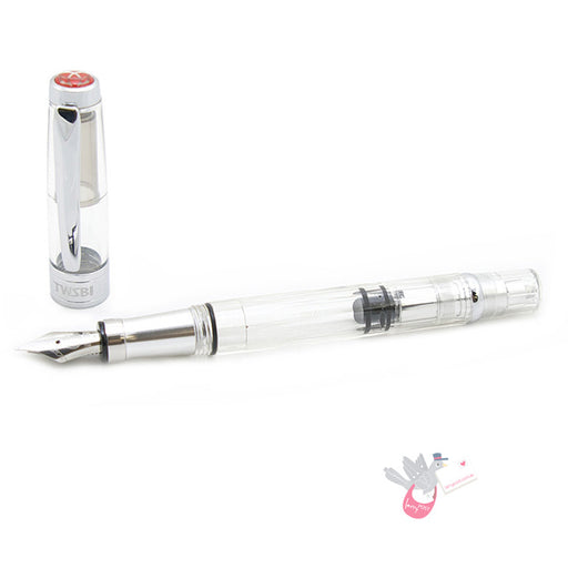 TWSBI Diamond 580AL Silver Fountain Pen - Clear with silver aluminium trim - EF Nib