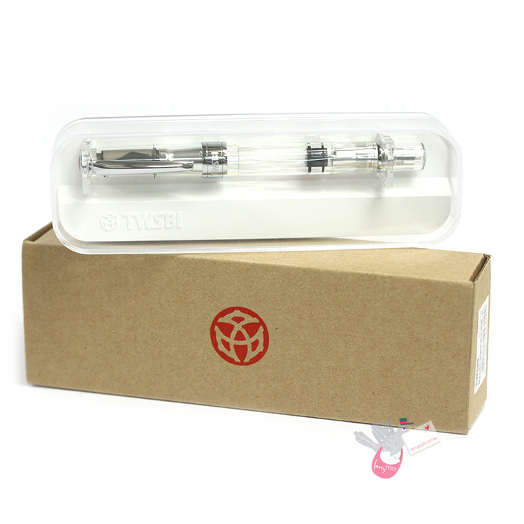 TWSBI Diamond 580AL Silver Fountain Pen - Clear with silver aluminium trim - Broad Nib