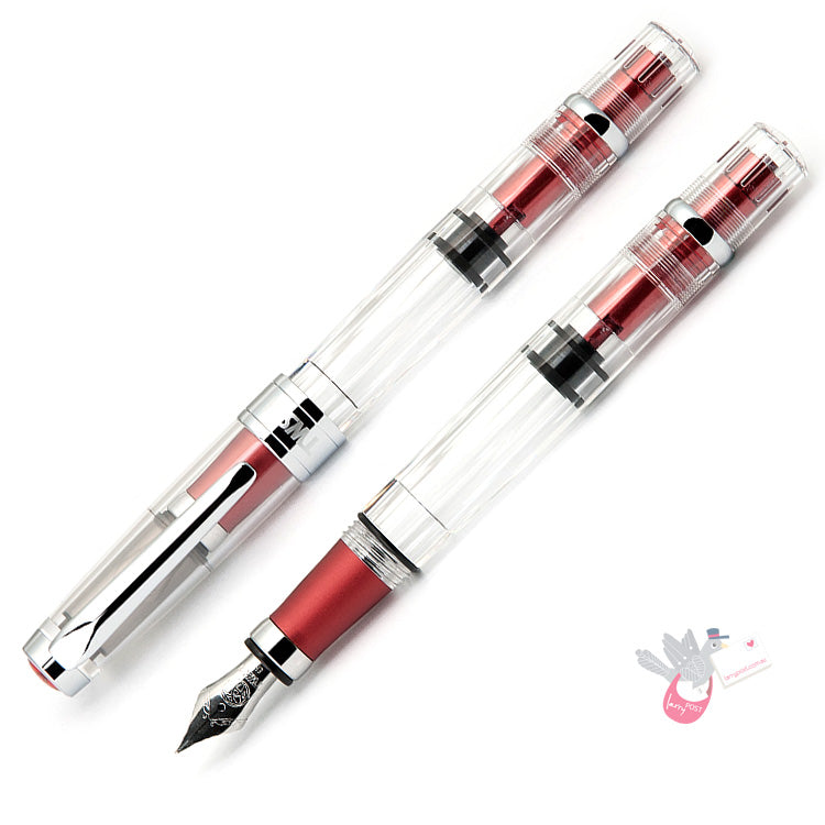 TWSBI Diamond 580AL Rose Fountain Pen - Clear with silver aluminium trim - Extra Fine Nib