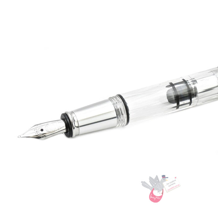 TWSBI Diamond Mini AL Silver Fountain Pen - Clear with silver aluminium trim - 1.1 Italic (stub) Nib