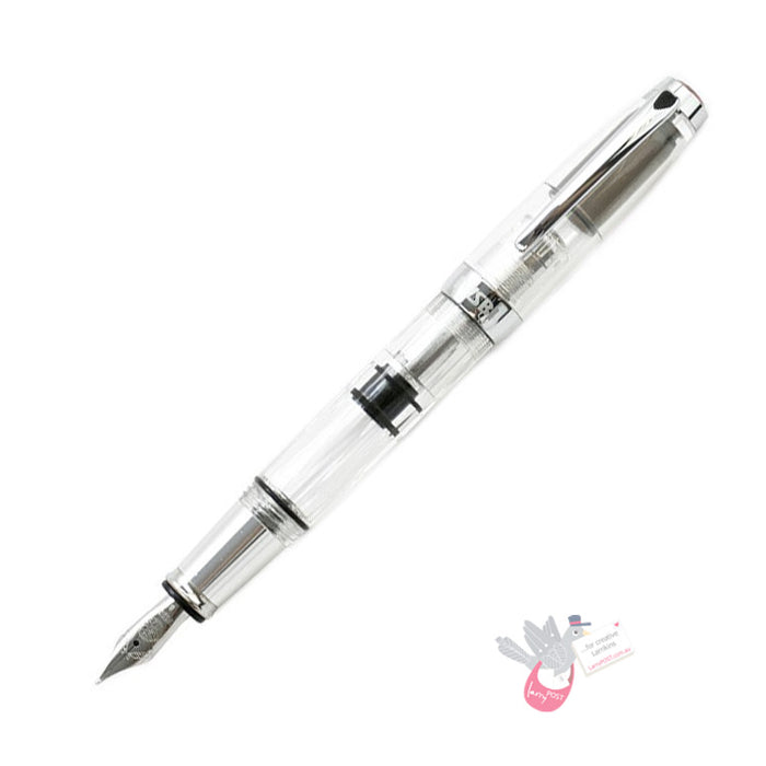 TWSBI Diamond Mini AL Silver Fountain Pen - Clear with silver aluminium trim - 1.1 Italic (stub) Nib