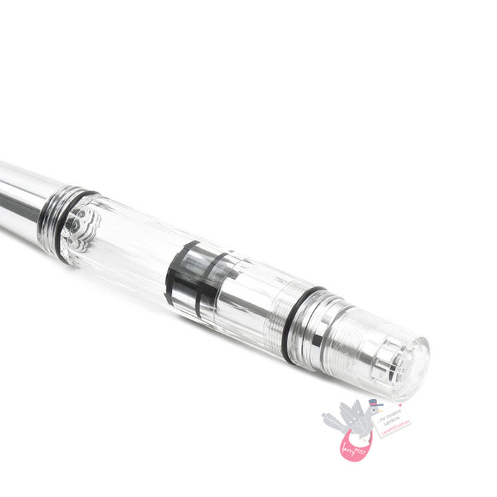 TWSBI Diamond Mini AL Silver Fountain Pen - Clear with silver aluminium trim - 1.1 Italic (stub) Nib